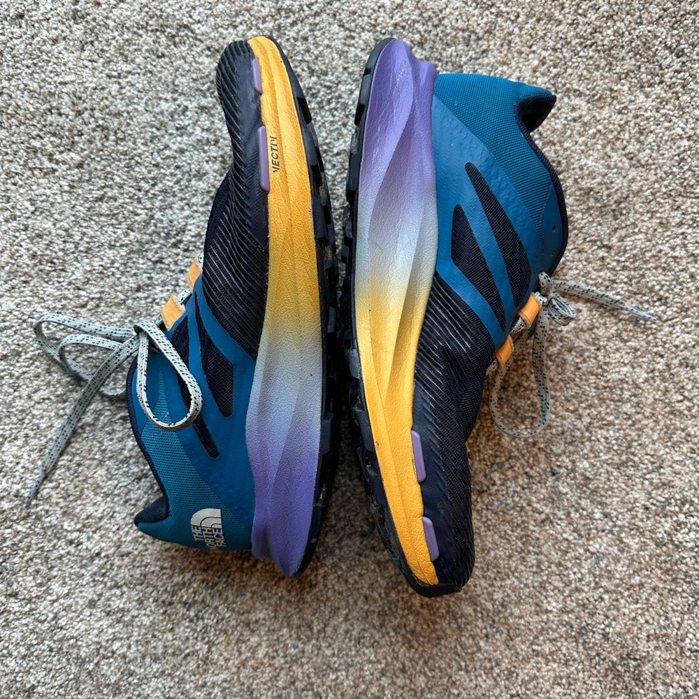 The North Face Blue Vectiv and Yellow Trail Running Shoes
